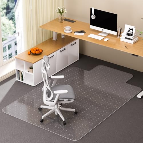 Office Chair Mat for Carpet with Lip, 40" x 50" Clear Plastic Heavy Duty Desk Floor Protector, Low Pile Carpet Saver Mat for Rolling Chairs, Smooth Glide Computer Chair Mat for Office or Home - size: 40"x50"
