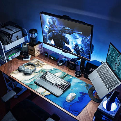 Canjoy Gaming Mouse Pad, Large Extended Mouse Pad Big Computer Mousepad for Home Office Gaming Work 31.5x15.7inch - color: Blue Green Marble