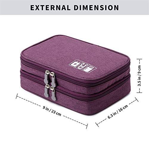 Lanola Travel Cable Organizer Bag, Electronic Accessories Case Portable Double Layer Cable Storage Bag for Cord,phone,Charger, Flash Drive, Phone, SD Card,Personal Items - (Purple) - color: Purple