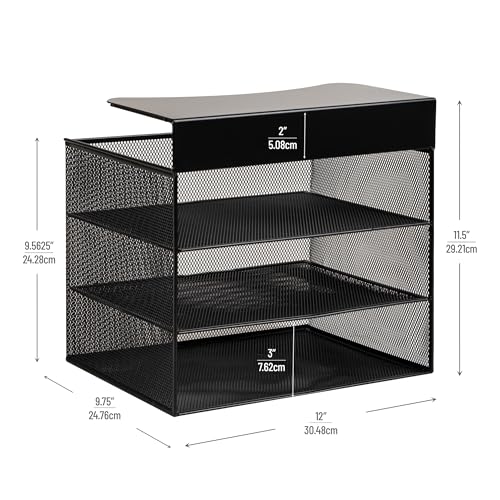 Mind Reader Slide-On Under Desk File Organizer, No Tools Required, Hanging Storage for Laptops, Folders, and Notebooks, Metal, Black - size: Horizontal
