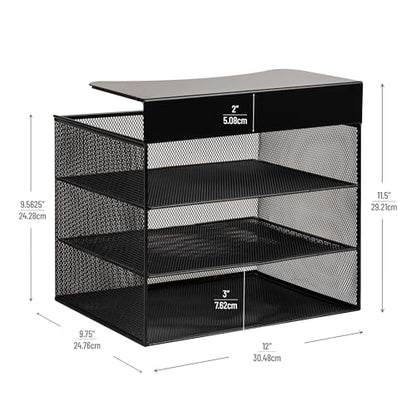 Mind Reader Slide-On Under Desk File Organizer, No Tools Required, Hanging Storage for Laptops, Folders, and Notebooks, Metal, Black - size: Horizontal