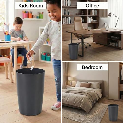 Mini Waste Basket - Durable Small Plastic Garbage Trash Can Bin - Lidless Open-Top, Slim Profile for Compact Spaces - Suitable for Home, Bathroom, Office, Bedroom, Kitchen and More, Grey - color: Grey