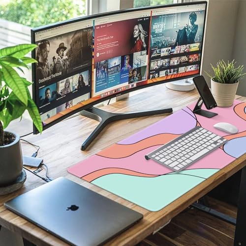 iCasso Desk Mat, XXL Large Mouse Pad with Stitched Edges, Anti-Slip Big Mousepad for Desktop, Keyboard Mat for Computer (Topographic) - color: Colour Topographic