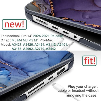 DONGKE Case for MacBook Pro 14 Inch (2026-2021 Release, M5 M4 M3 M2 M1 Pro/Max Chip), Plastic Slim Hard Shell Protective Cover with Keyboard Cover & Screen Protector, Abstract Marble - color: Abstract Marble X570