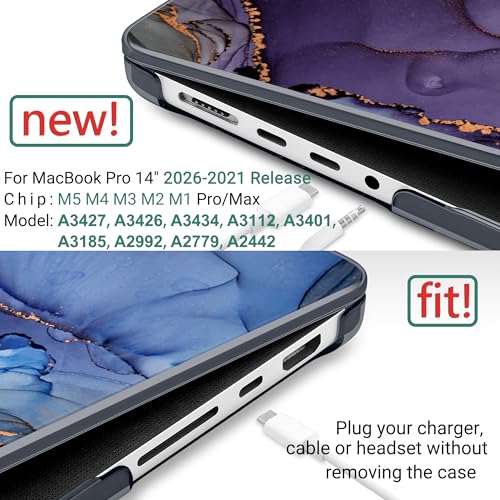 DONGKE Case for MacBook Pro 14 Inch (2026-2021 Release, M5 M4 M3 M2 M1 Pro/Max Chip), Plastic Slim Hard Shell Protective Cover with Keyboard Cover & Screen Protector, Abstract Marble - color: Abstract Marble X570
