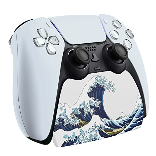PlayVital The Great Wave Controller Display Stand for ps5, Gamepad Accessories Desk Holder for ps5 Controller with Rubber Pads - color: The Great Wave