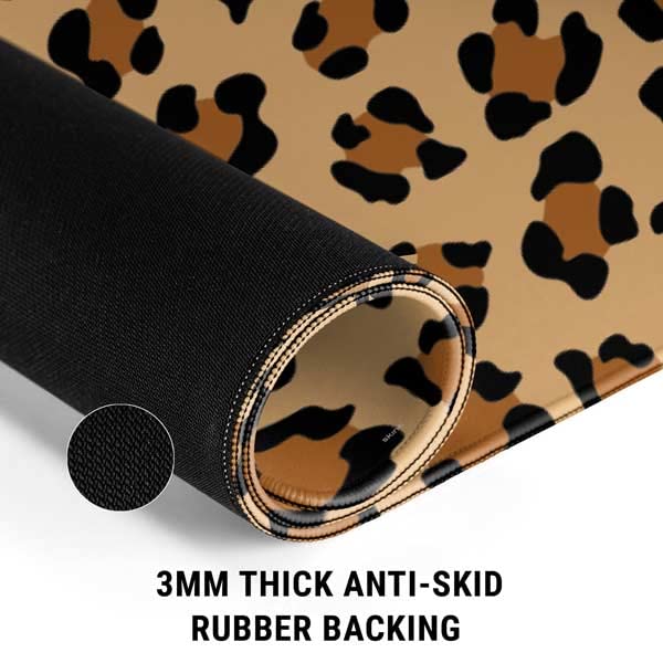Skinit Medium Gaming Mouse Pad - Leopard Spots Print Design with Stitched Edges, Waterproof, Non-Slip Rubber Base, Desk Mat for Keyboard & Mouse, 17.7" x 15.75" inches - color: Brown - PTTRNS08, size: 17.7" x 15.75"