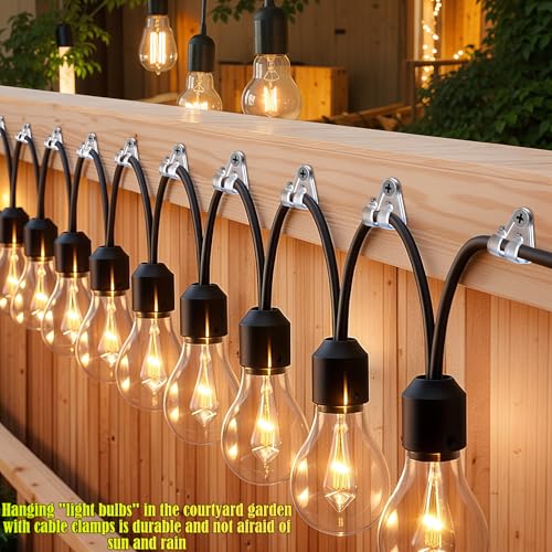 Lewufe Hooks for Outdoor String Lights Clips, Christmas Light Clips Weatherproof, Lights Hanger Hooks for Hanging Christmas Light, Fairy Light, Cable, Holiday Decor - Clear, 50 Pack - color: White