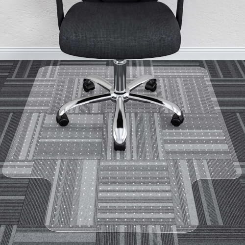 Office Chair Mat, 45" x 53" Transparent Desk Chair Mat for Low Pile Carpeted Floor, Easy Glide Carpet Floor Protector Mat for Home and Office - color: Spiked Transparent, size: 45" x 53" Lip