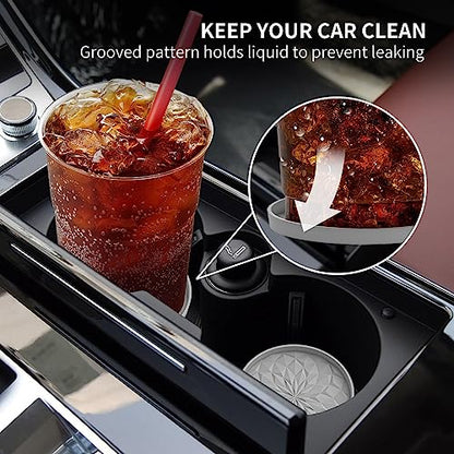 ME.FAN Car Cup Coaster [4 Pack] Silicone Car Coasters/Cup Mats - 2.75In Universal Non-Slip Recessed Car Interior Accessories - Car Cup Holder Insert Coasters Light Grey - color: 4 Pack-light Grey