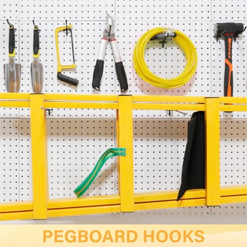 50PC 8" Pegboard Hooks for 1/4" Peg Board | Heavy Duty Black Metal Pegboard Hooks for Tools & Supplies, 30 lb Capacity Organizer Accessories for Garage, Store - size: 8 Inch