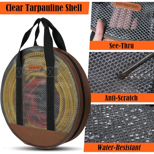 WELKINLAND 16-Inch Jumper Cable Bag, Clear Cable Bags, Durable Cable Storage Bag, Extension Cord Bag, Bags For Cables, Cords, and Hoses