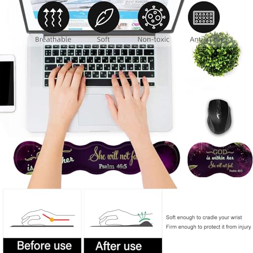 Bxgolkgd Desk Mat Set,Mouse Pad with Keyboard Wrist Rest & Mouse Wrist Rest,Wave-Shaped Design,Non-Slip Rubber Base,Ergonomic Desk Mat for Home,Office,Gaming,Christian Believer - color: Christian Believer