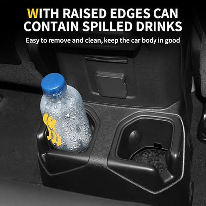 Cup Holder Inserts Coaster Compatible with Jeep Wrangler JL Gladiator JT 2018-2026 Accessories, Center Console Cupholder Pad, Non-Slip Drink Liner, Original Design, TPE, 4-Pcs Front Rear - size: 4 Pack for JLFront Rear