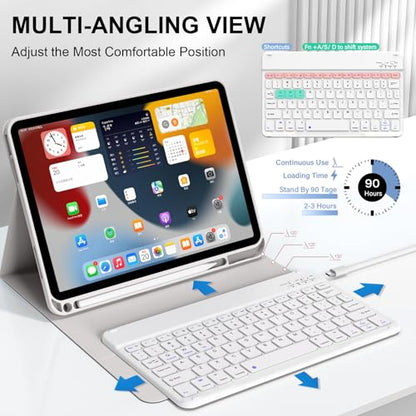 Keyboard case for iPad (A16) 11 inch 2025/10th Generation 10.9 inch, Stand Folio Keyboard Cover with Pencil Holder, Magnetic Wireless Detachable Bluetooth Keyboard, Thin & Light, Gray - color: Gray