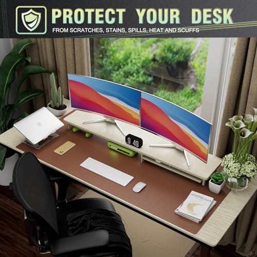 K KNODEL Large Office Leather Desk Mat, Mouse and Keyboard Pad, Computer and Laptop Mat, Desktop Protector and Cover, Writing Pad and Blotter (47.2"x23.6", Brown) - color: Brown, size: 47.2" x 23.6"