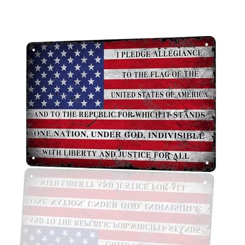 I Pledge Allegiance To The Flag, 8"x12" Vintage Flag Metal Tin Sign, Wall Decor for Man Cave Bar Cafe Home - color: I Pledge Allegiance To The Flag