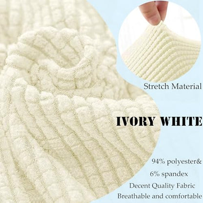Sofa Couch Arm Chair Covers, Armrest Armchair Covers Stretch Recliner Slipcovers, Set of 2 (Ivory) - color: Ivory