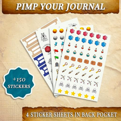 DnD Journal | D&D Notebook with 3D Dragon Embossed Hardcover | DnD Character Journal & Campaign Tracker | 150+ DnD Stickers included | D&D Character Sheet | DnD Gifts, Items & Accessories for Players