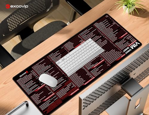excovip Mouse Pad for Vim, 31.4x11.7x0.07 inch Extended Large Cheat Sheet Mousepad PC Office Spreadsheet Keyboard Shortcut Mouse Mat with Non-Slip Stitched Edge 0326 - color: For VIM