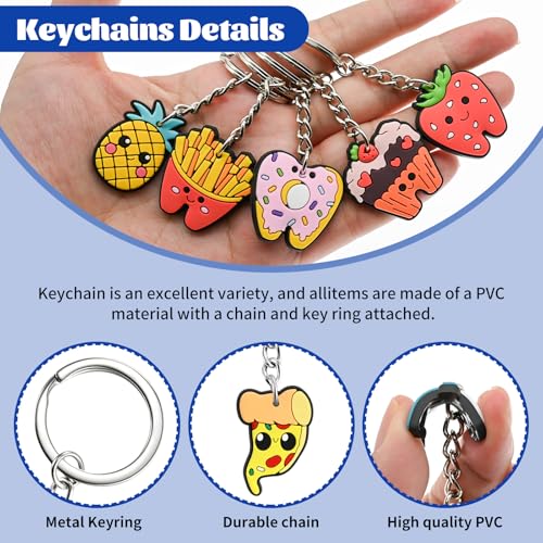 Keychains Bulk,Funny Key Chain for Prizes Incentives Holiday Gifts Birthday Party Favors - color: 30pcs Food Keychains