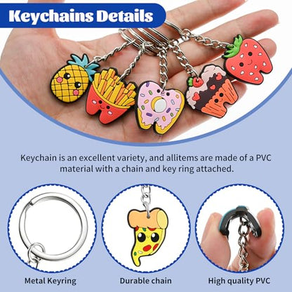 Keychains Bulk,Funny Key Chain for Prizes Incentives Holiday Gifts Birthday Party Favors - color: 30pcs Food Keychains