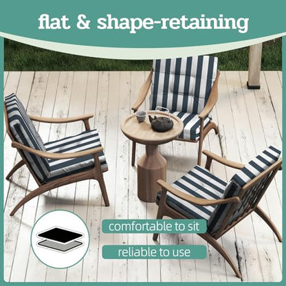 Outdoor Chair Cushions Set of 2, 42x21x4 Inch Patio Cushion for Dining/Rocking Chairs, High Back Soft Seat Pad with Ties, Fade-Resistant & Waterproof, Dark Blue White Stripes - color: Dark Blue White Stripes