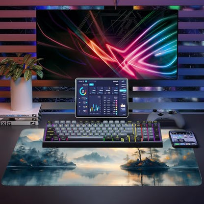 Mouse Pad, Large Anti-Slip with Stitched Edges Desk Mat Desktop Laptop Computer Desk Keyboard Mat,Table Protector Blotter Mat (Mountain, 35.4" x 15.7") - color: Mountain, size: 35.4" x 15.7"