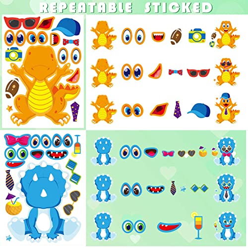 27 Sheet Dinosaur Stickers, Make Your Own Dinosaur Stickers for Kids，Make a Face Stickers Dinosaur Birthday Party Supplies,DIY Project Dino Theme Birthday Party Favor for Kids - style: Dinosaur Stickers