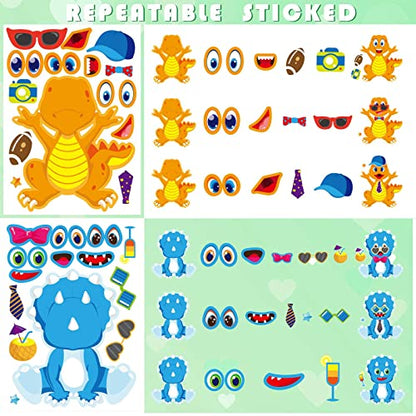 27 Sheet Dinosaur Stickers, Make Your Own Dinosaur Stickers for Kids，Make a Face Stickers Dinosaur Birthday Party Supplies,DIY Project Dino Theme Birthday Party Favor for Kids - style: Dinosaur Stickers