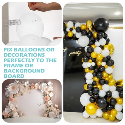 Crtiin 10 Pack Large Balloon Arch Clips 3.5 Inch Heavy Duty Clip and 300 Pcs Clear Rubber Bands for Balloon Arch Frame Garland Wall Birthday Decorations Crafts Woodworking - size: 2.17 - 6.69 Inches