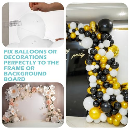 Crtiin 10 Pack Large Balloon Arch Clips 3.5 Inch Heavy Duty Clip and 300 Pcs Clear Rubber Bands for Balloon Arch Frame Garland Wall Birthday Decorations Crafts Woodworking - size: 2.17 - 6.69 Inches