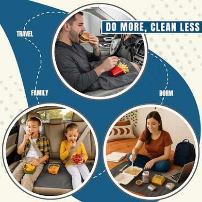 Bed Tray Alternative (Set of 2) – Waterproof Breakfast Tray for Bed & Couch, Foldable Lap Tray for Eating, Travel & Airplane Tray Cover, Spill-Proof Reusable Placemat