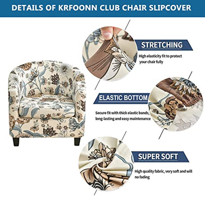 KRFOONN Club Chair Slipcover 2 Piece Stretch Printed Round Barrel Chair Covers Removable Tub Chair Slipcover with Elastic Bottom Chair Coverings Furniture Protector Cover for Living Room, A11 - color: Color A11