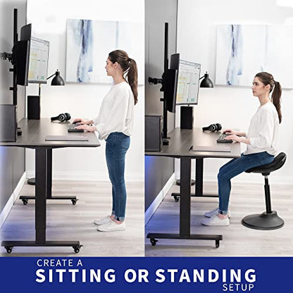 VIVO Dual Monitor Stand Up Desk Mount Extra Tall 39 inch Pole, Fully Adjustable Stand for up to 32 inch Screens, Black, STAND-V032T - size: 13" - 32" screens