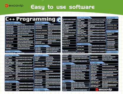 excovip Mouse Pad for C++ 31.4x11.7x0.07 inch Extended Large Cheat Sheet Mousepad PC Office Spreadsheet Keyboard Shortcut Mouse Mat with Non-Slip Stitched Edge 0324 - color: For C++