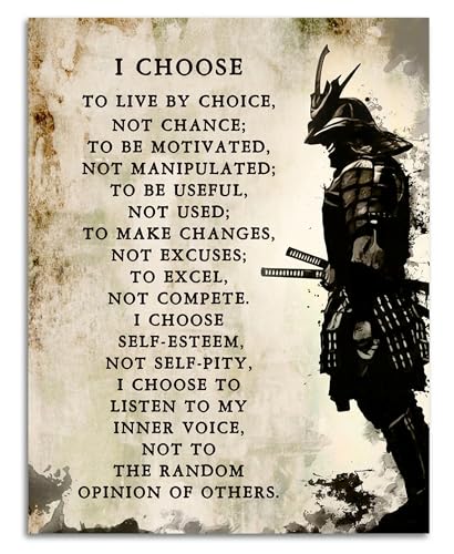 AMERICAN LUXURY GIFTS I Choose Samurai Motivational Wall Art – Warrior Discipline Print for Home Gym & Office – Stoic Bushido Poster for Men – Inspirational Quote Decor – 8x10 Unframed – Made in USA - color: Unframed, size: 10"L x 8"W