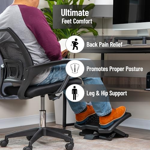 Mind Reader Adjustable Height Ergonomic Foot Rest with Massage Rollers, Black - size: Massager Foot Rest