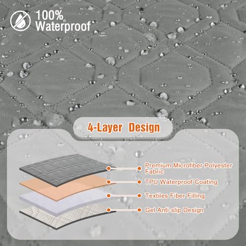 VANSOFY Loveseat Recliner Cover with Console 100% Waterproof Sofa Slipcovers Non-Slip Reclining Couch Cover Split Sofa Covers Furniture Protector for Pets, Dogs(Gray) - color: Grey