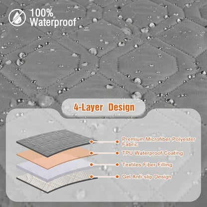 VANSOFY Loveseat Recliner Cover with Console 100% Waterproof Sofa Slipcovers Non-Slip Reclining Couch Cover Split Sofa Covers Furniture Protector for Pets, Dogs(Gray) - color: Grey