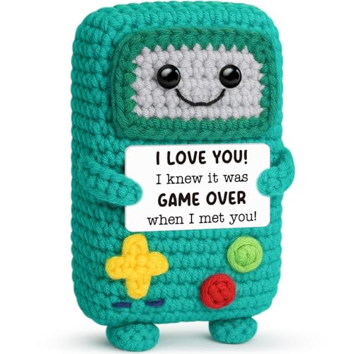 Busy Gaming Life Anniversary Romantic Gifts for Women Men,Birthday Long Distance Couple Gifts for Him Her, I Love You Gift for Wife Husband, Positive Handmade Crochet Present - style: Met you