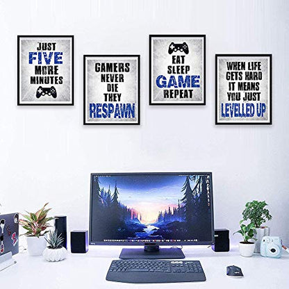 CHIEN-CHI LILI Vidro Game Decor Set of 4 (8”X10”), Game Themed Art Print Room Wall Decoration Gift, Boys Bedroom, Gamer room, Kids room, No Frames(GAME)