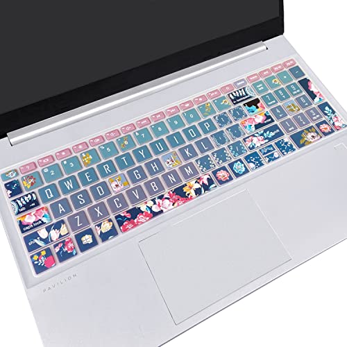 Keyboard Cover for 15.6 HP Laptop 15-fc 15-fd 15t-fd 15z-fc Series, HP Pavilion 15-eg 15t-eg 15-eh 15-er, 17z-ca 17-cn 17-cp 17z-cp Series Red Flower - color: Red Flower