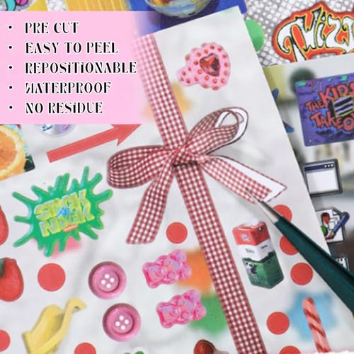 30 Sheets DIY Sticker Book for Junk Journal Supplies, Cyberpunk Retro Futuristic Scrapbook Stickers with Glitter Glossy Matte Foil, 125x125mm Pink for Scrapbooking Journaling - color: Pink Retro-futuristic