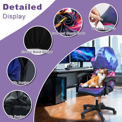 Gaming Chair Covers, 3D Printing One-piece Universal Fit Gaming Chair Seat Cover with Armrest Sloipcover(Color:Style 2) - color: Style 2