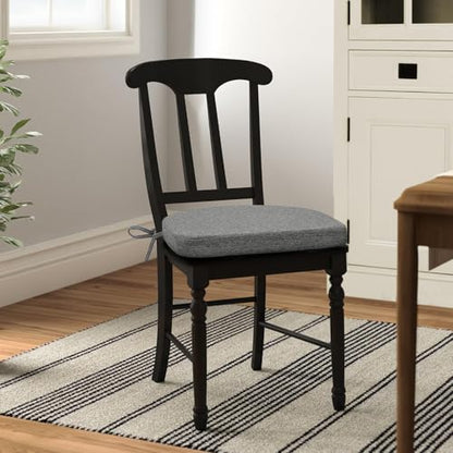 Shinnwa Kitchen Chair Cushions, Non-Slip Dining Chair Cushions with Ties and Machine Washable Cover, 17 x 16.5 x 2in, Dark Grey - color: Dark Grey