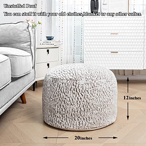 Asuprui Pouf Ottoman Unstuffed Ottoman Foot Rest No Filler Soft Fur Foot Stool 20x20x12 Inches Fuzzy Chair Floor Pouf Chair with Storage for Living Room Bedroom Snow Coffee - color: Snow Coffee