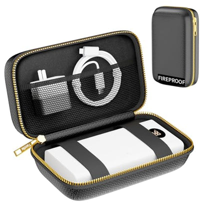 Electronics Travel Organizer, Hard Case Explosion-Proof Cables Carry Box | Fireproof Zipper, Compatible with Hard Drive, Fireproof Portable Safe Storage for Power Bank, Phone, Charger, Cord , Black