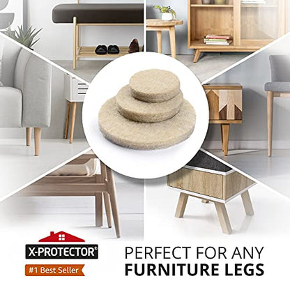 Felt Furniture Pads X-PROTECTOR 235 PCS Premium Furniture Pads - Felt Pads Furniture Feet Best Wood Floor Protectors - Protect Your Hardwood & Laminate Flooring! - size: 235 PCS Beige, Round & Square