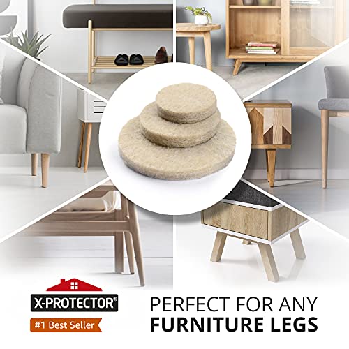 Best Felt Furniture Pads X-PROTECTOR - 48 Premium Chair Felt Pads Floor Protector for Furniture Feet Wood Hardwood Floors - Protect Your Hard Floors! (Beige) - size: 48 PCS 1" Beige, Round
